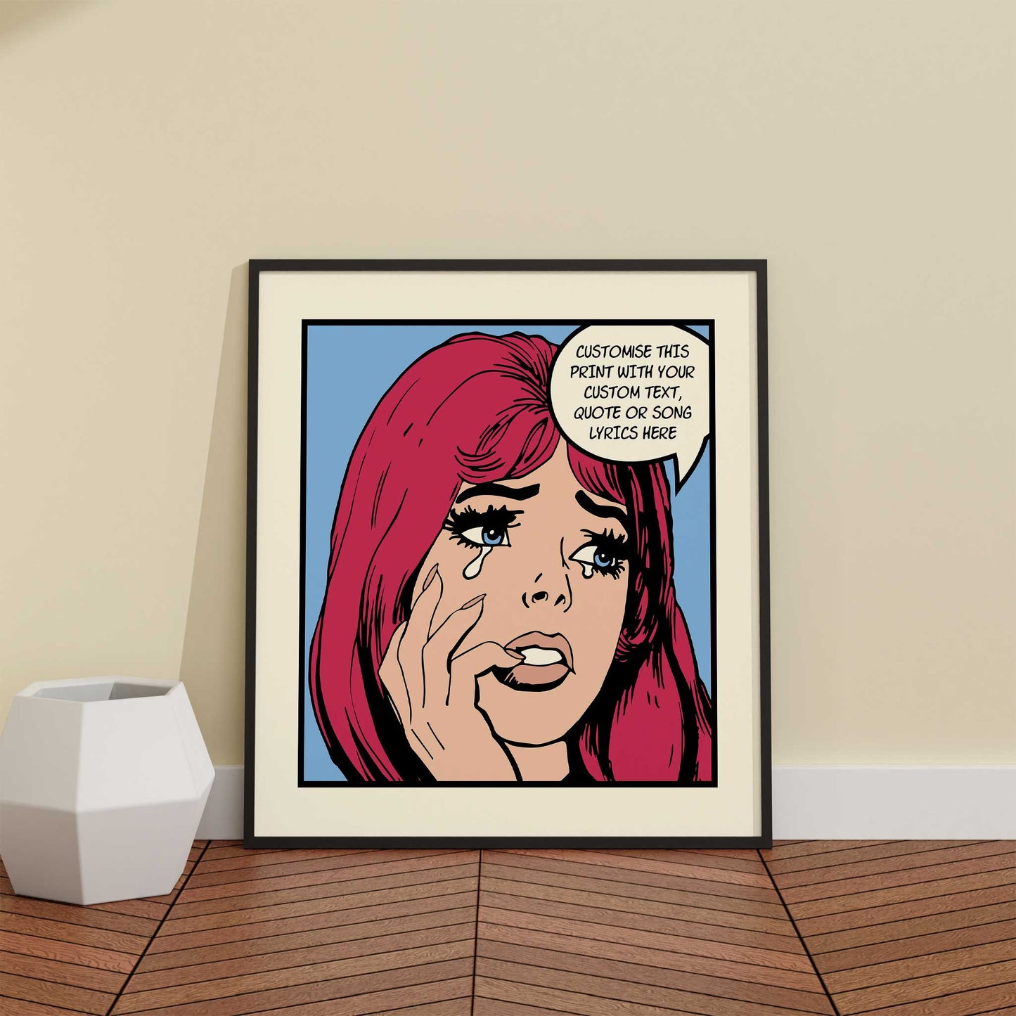 Personalised Crying Girl Wall Art red