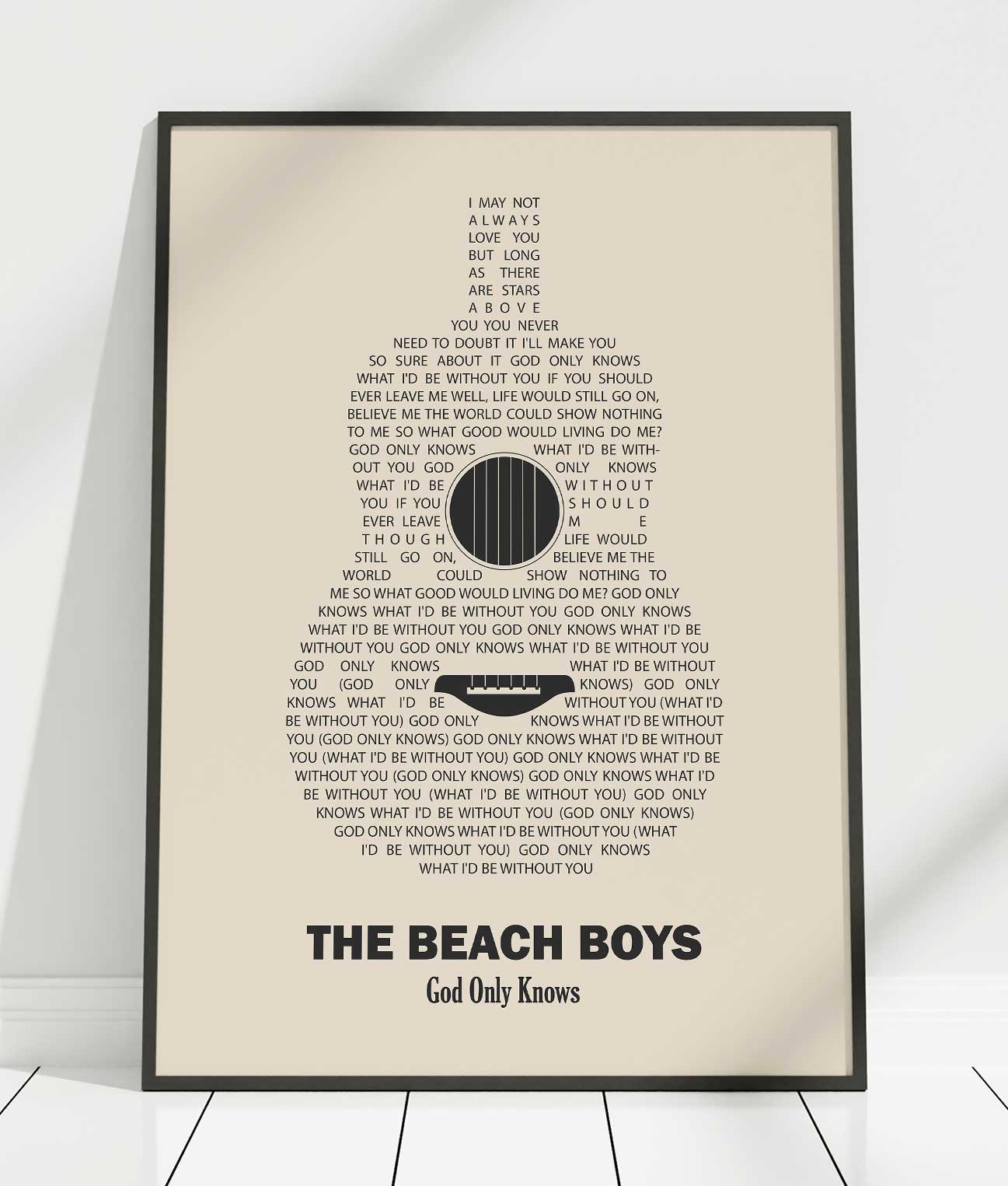 Personalised Guitar Song Lyrics Print - Stone