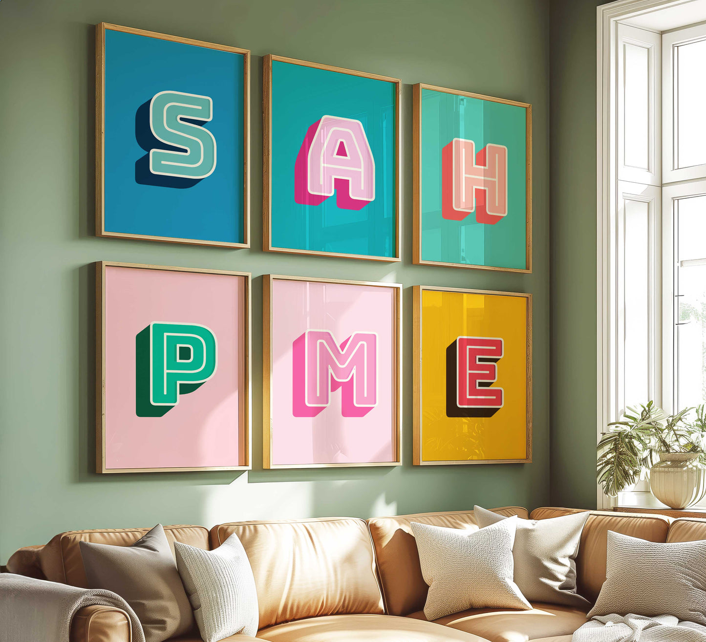 Personalised Letter Print - Yellow & Red