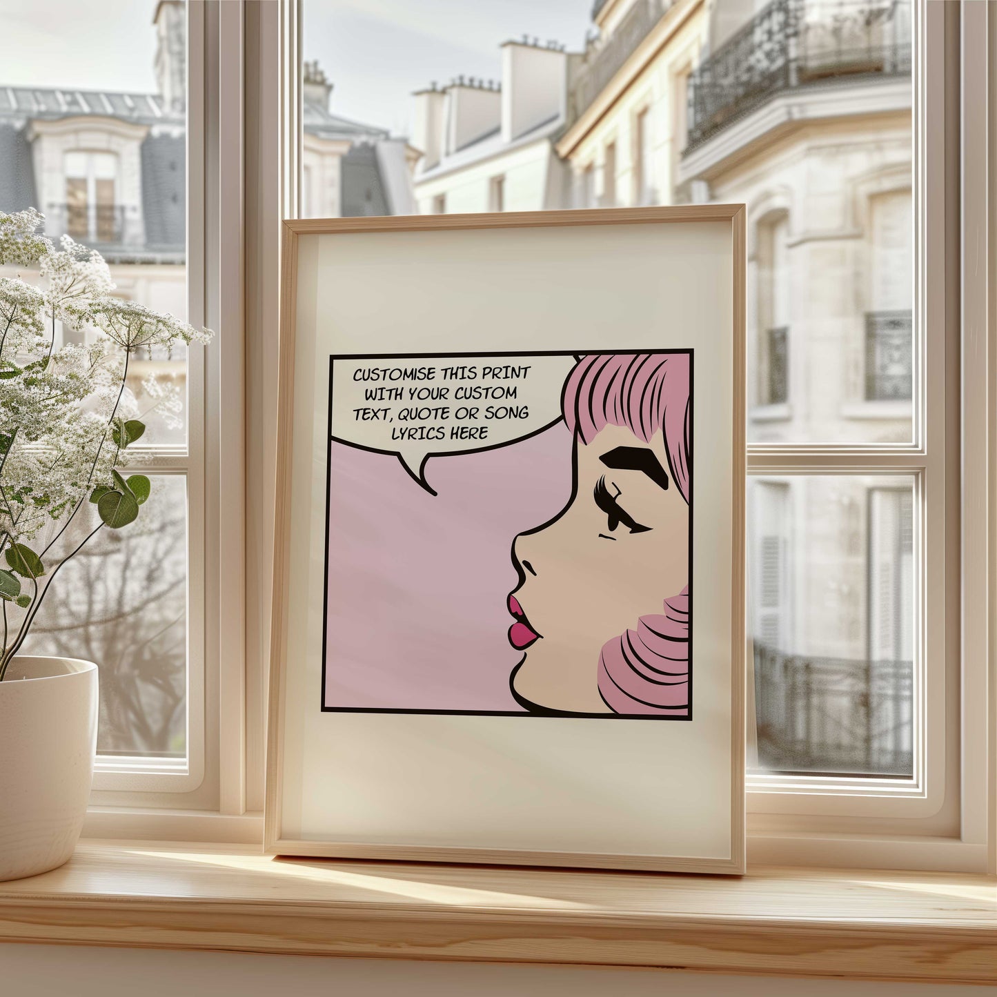 Comic Pop Art Girl | Custom Quote & Song Lyric Print