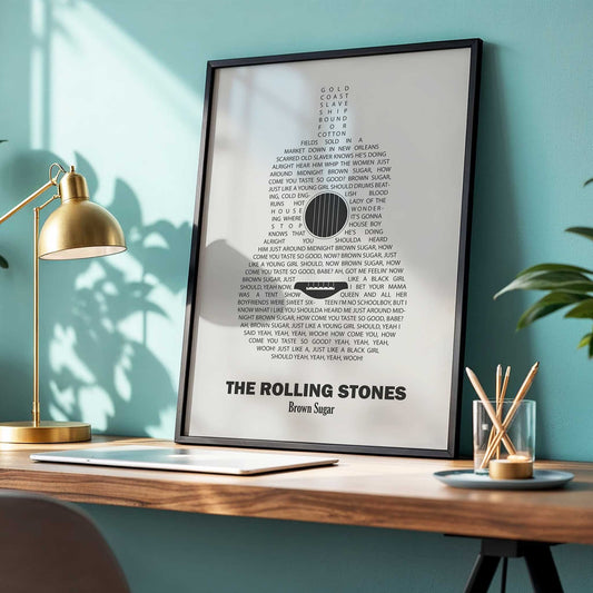 Personalised Guitar Song Lyrics Print - Grey