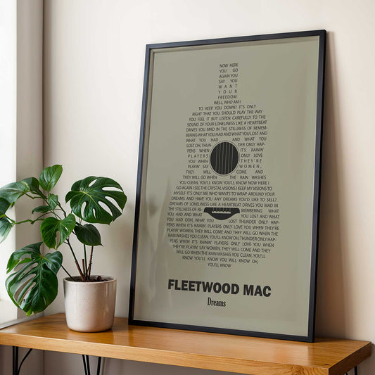 Personalised Guitar Song Lyrics Print - Green