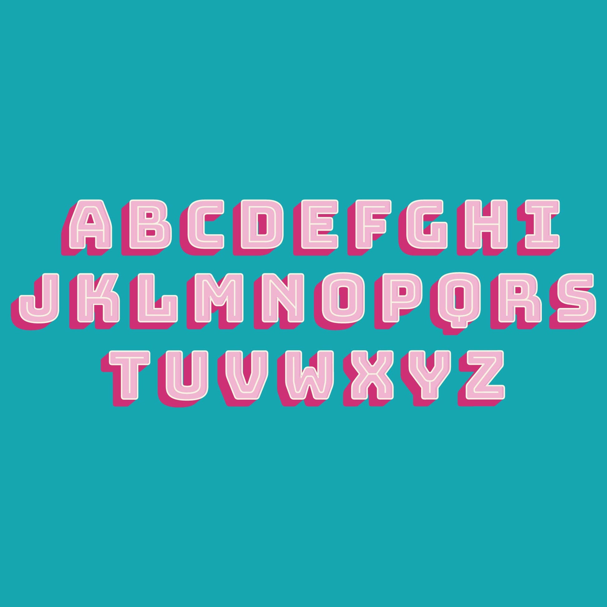 personalised letter print blue and pink alphabet letters