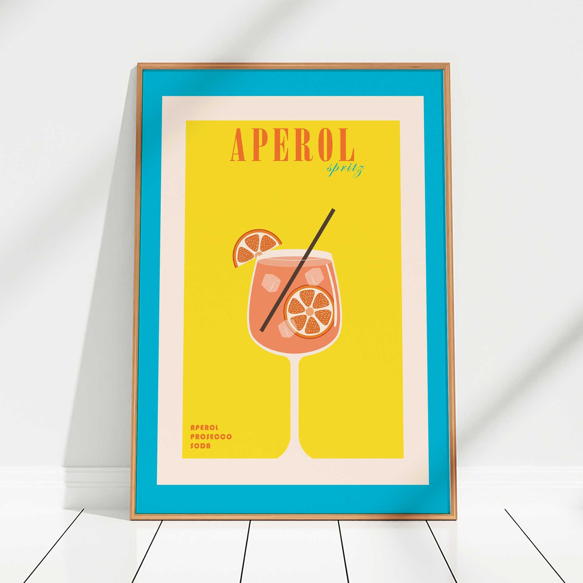 aperol spritz print mockup framed