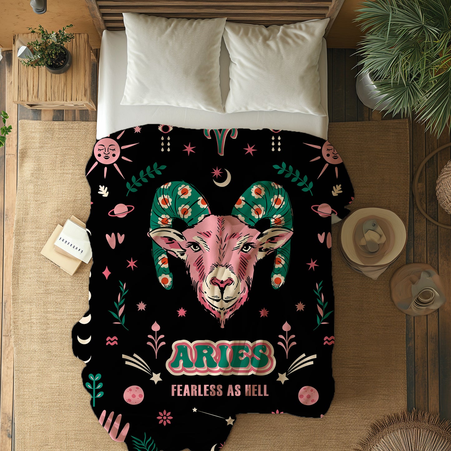 Aries zodiac sherpa blanket bedroom