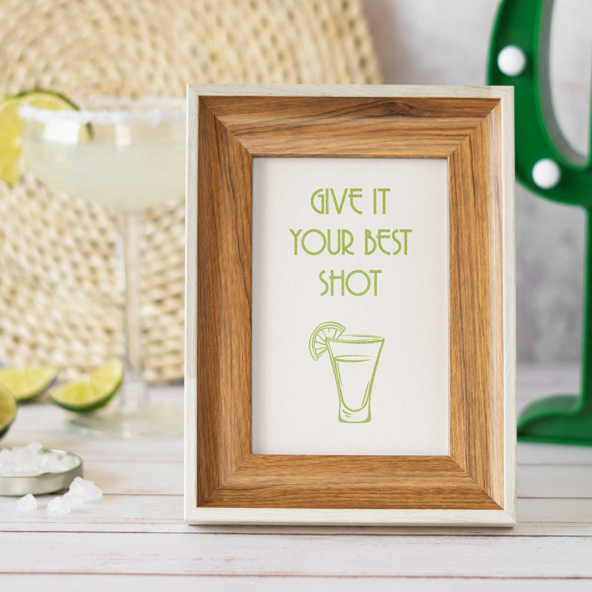 bar cart art quote give it your best shot mockup framed party table 