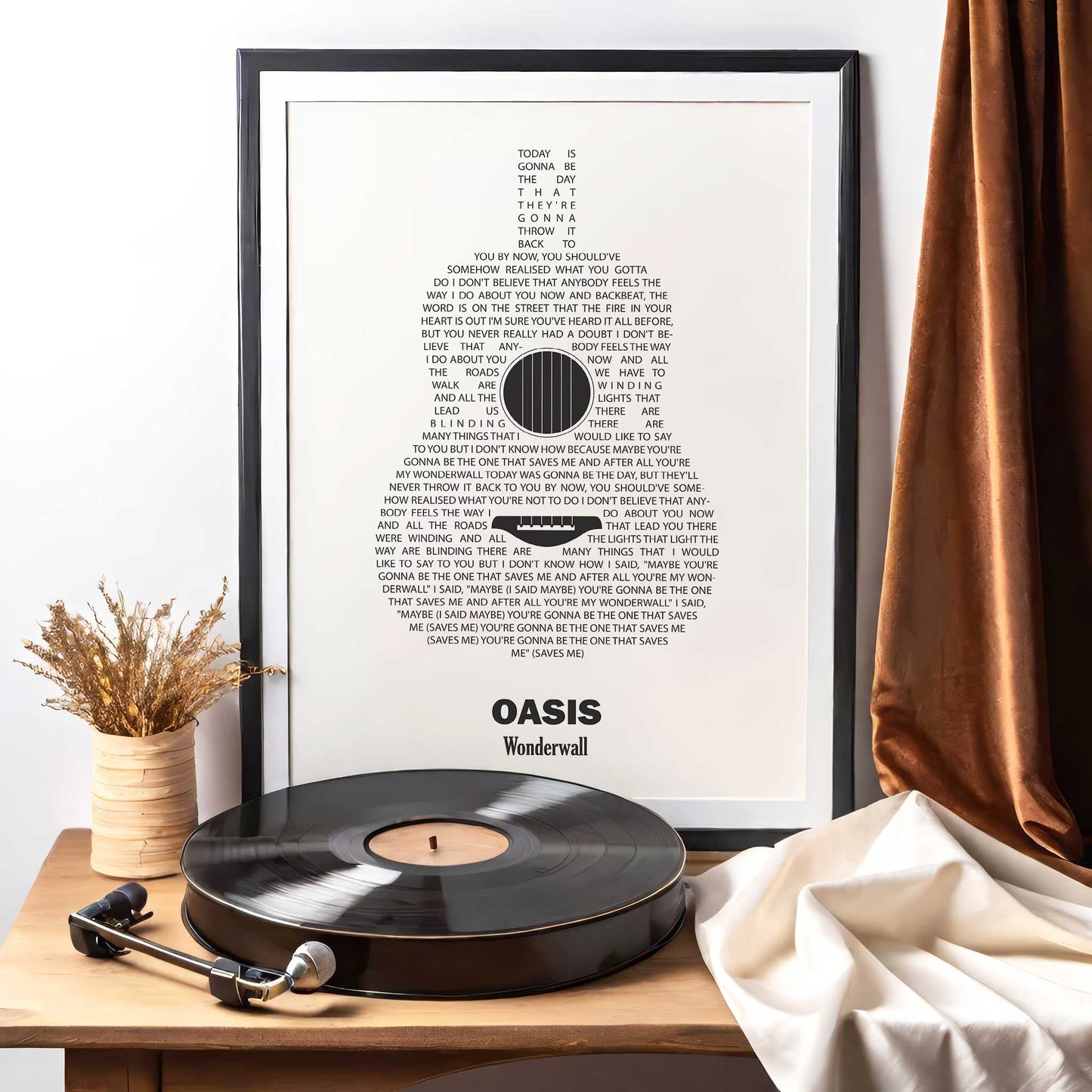 Personalised Guitar Song Lyrics Print - White
