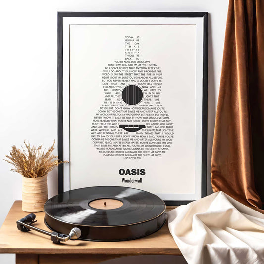 Personalised Guitar Song Lyrics Print - White
