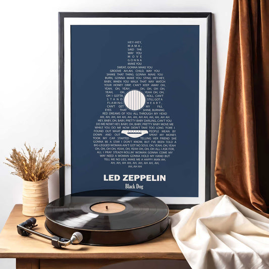 Personalised Guitar Song Lyrics Print - Blue