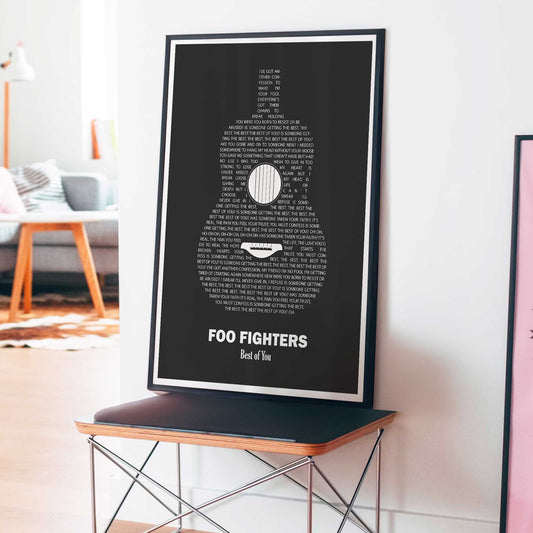 Personalised Guitar Song Lyrics Print - Charcoal