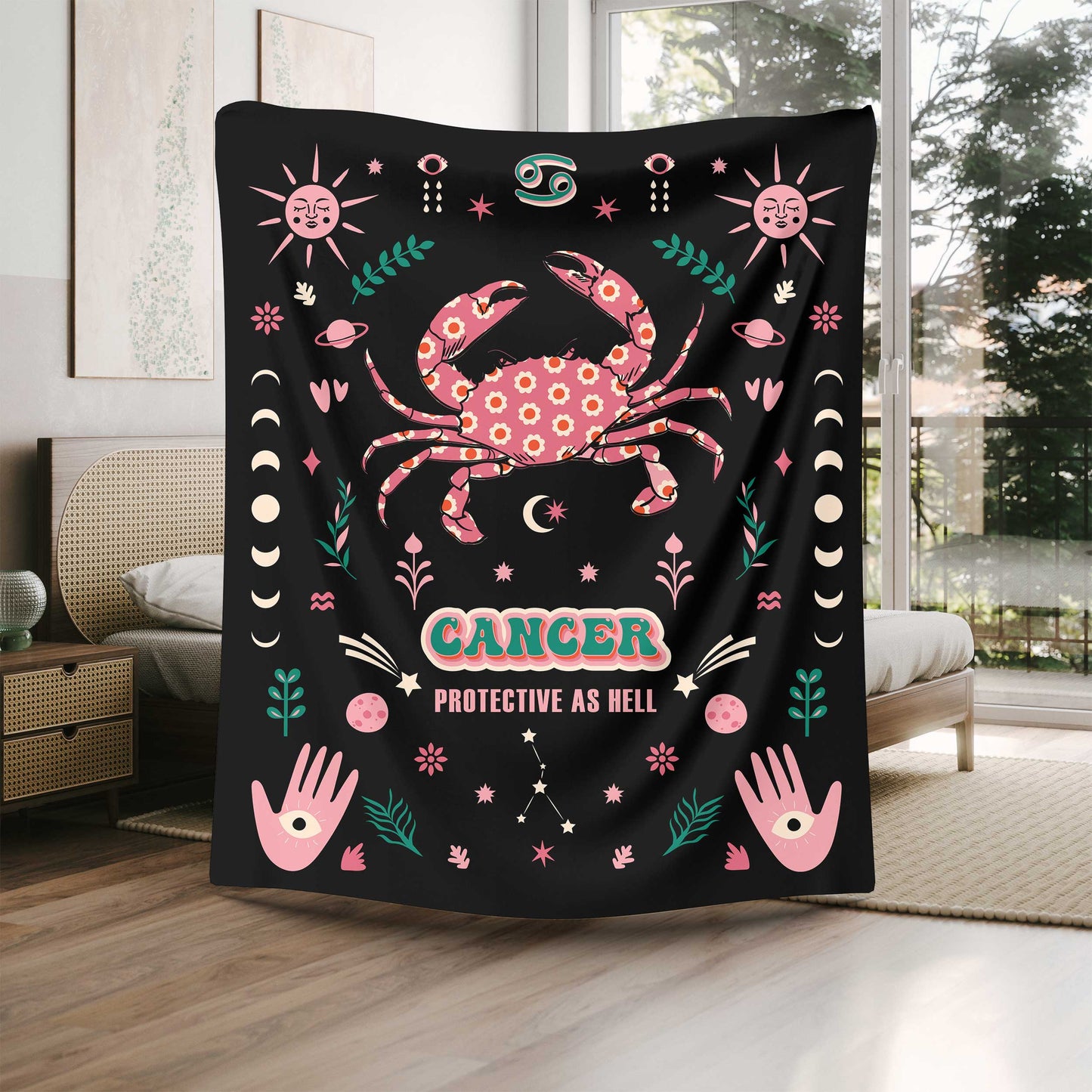 cancer zodiac sherpa blanket bedroom