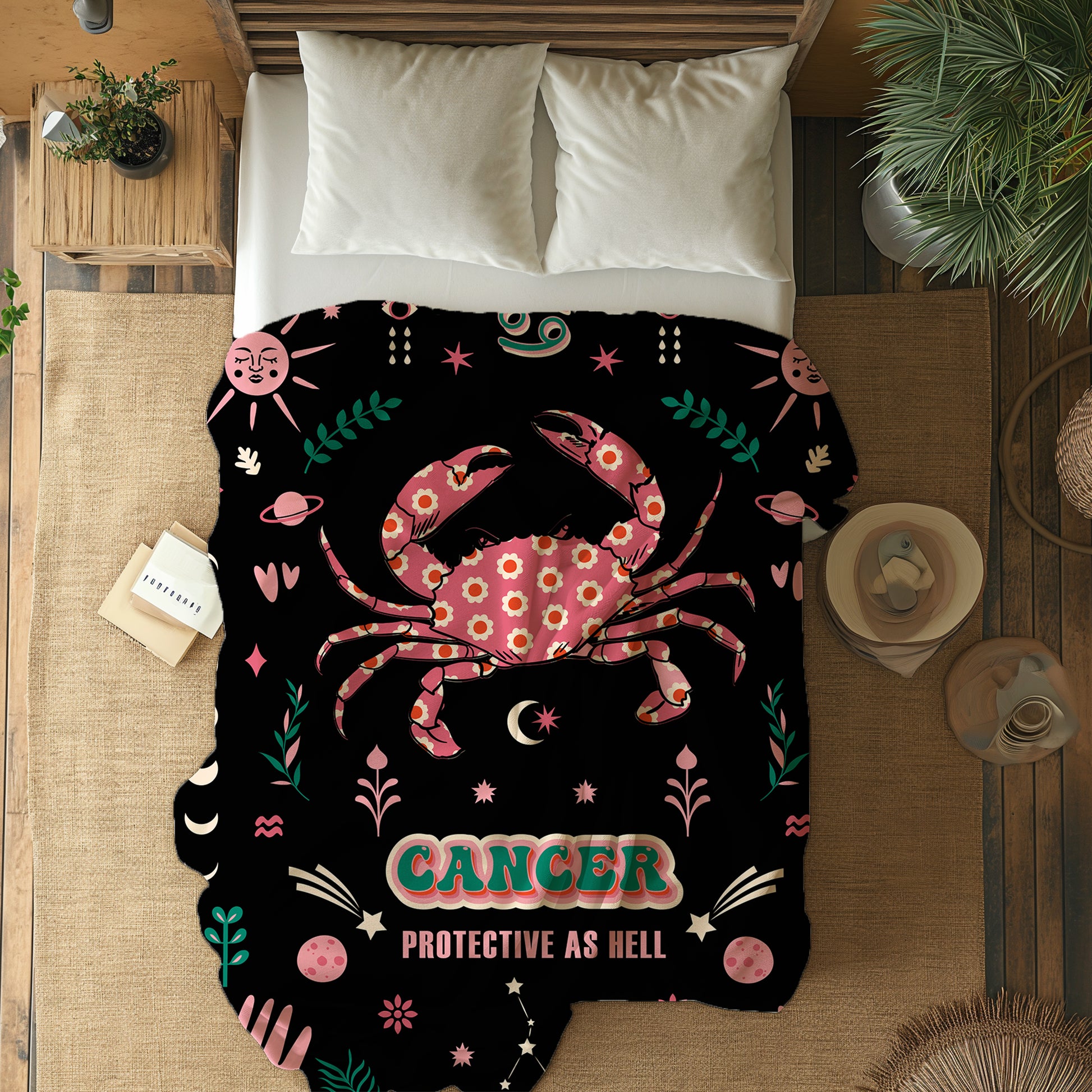 cancer zodiac sherpa blanket bedroom