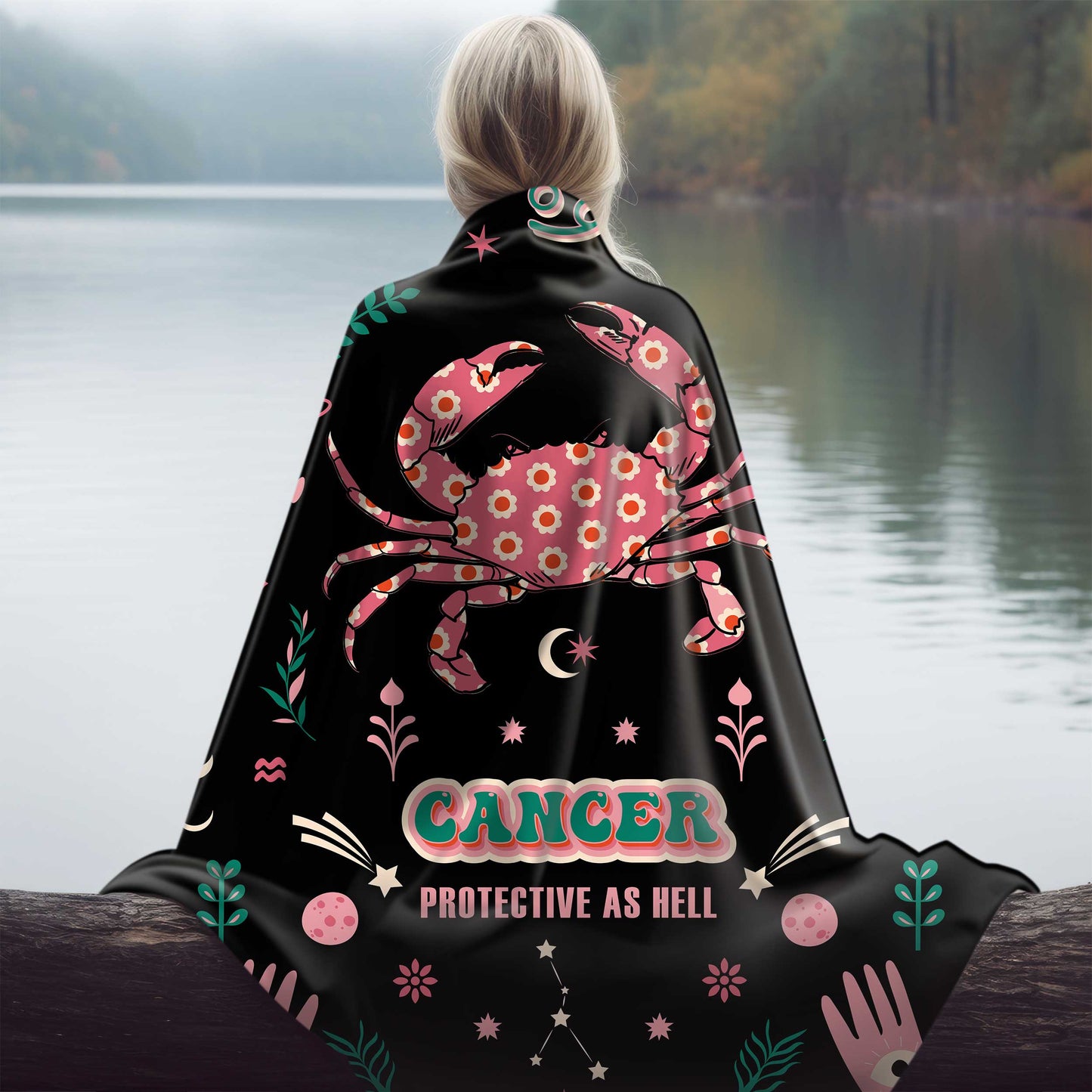 cancer zodiac sherpa blanket girl river