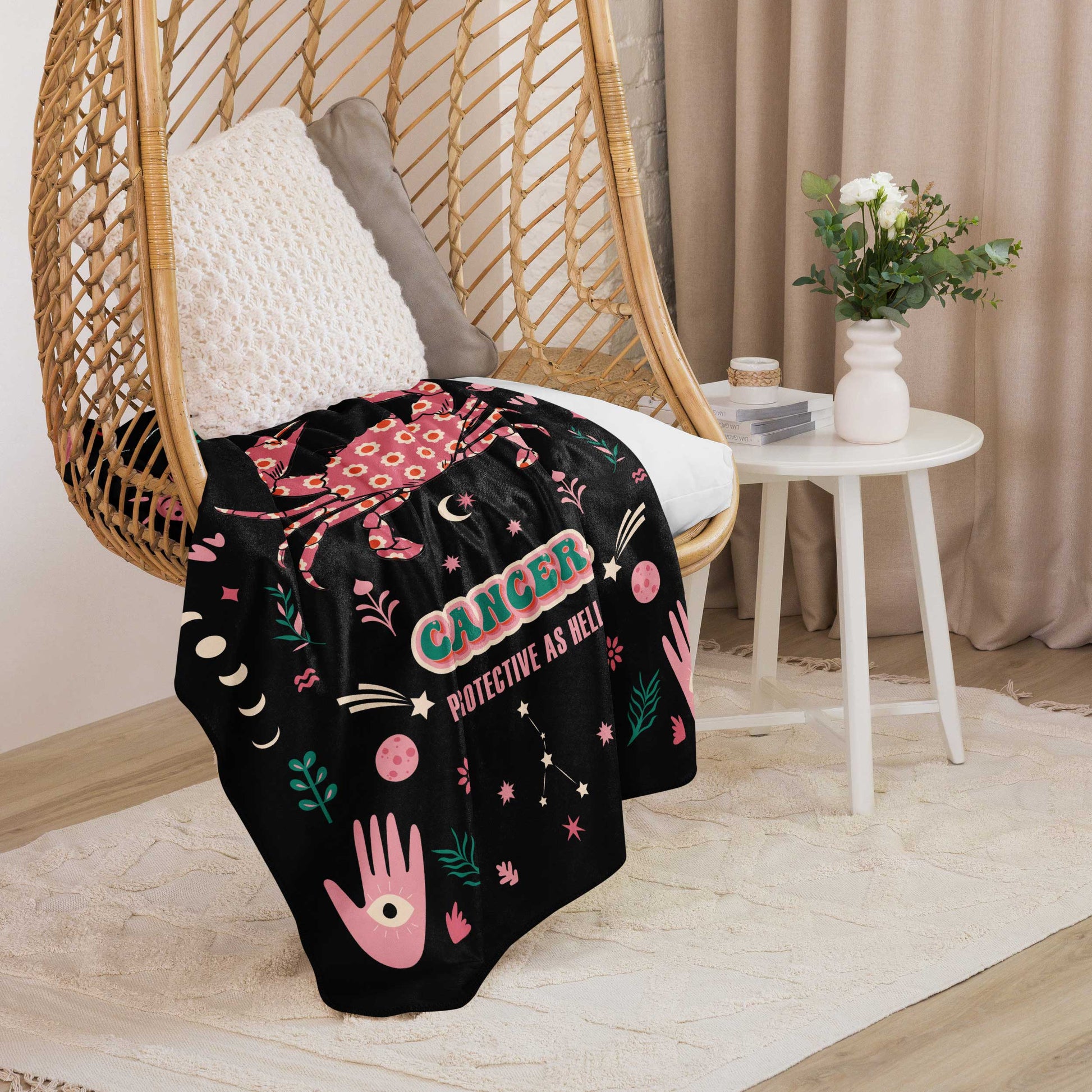 cancer zodiac sherpa blanket bedroom