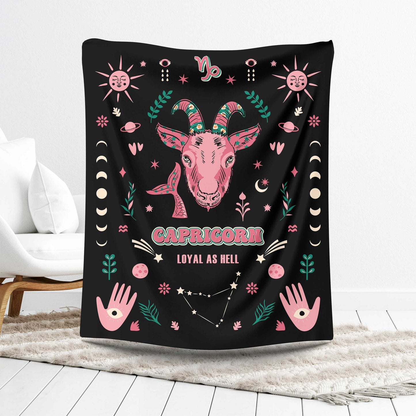 capricorn zodiac sherpa blanket lounge