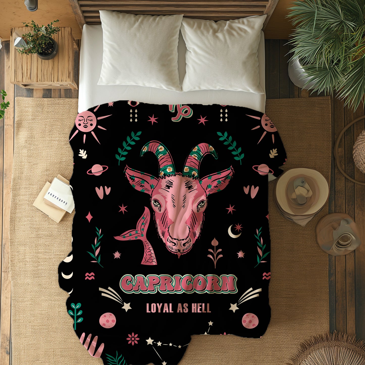 capricorn zodiac sherpa blanket bedroom