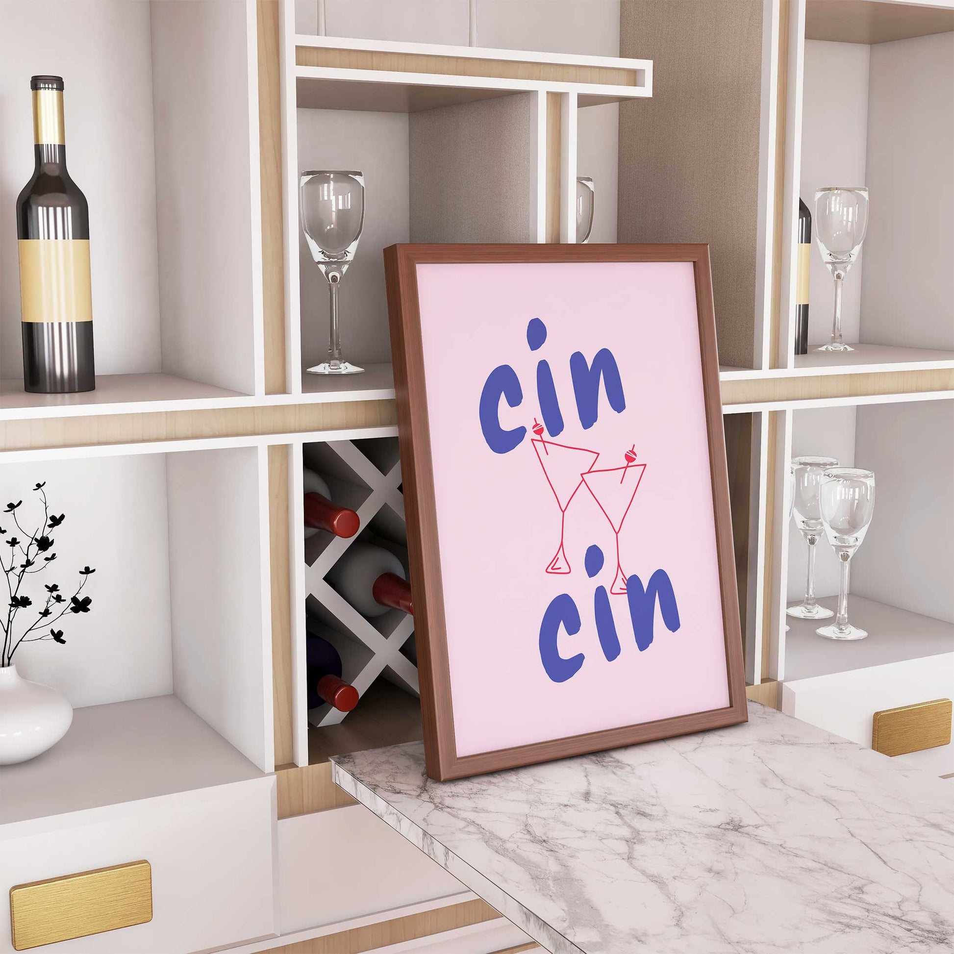 cin cin print mockup frame home bar