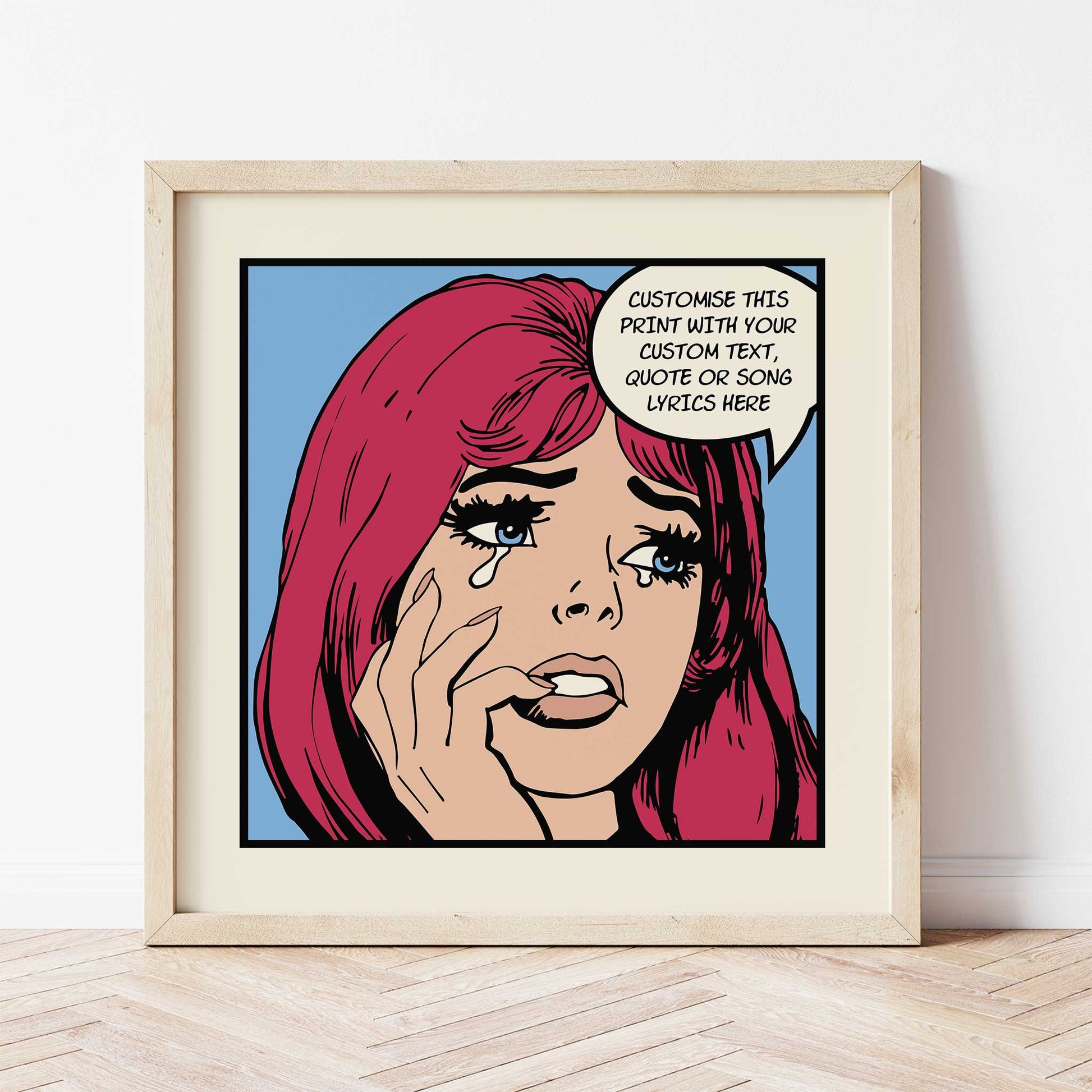 Personalised Crying Girl Wall Art red