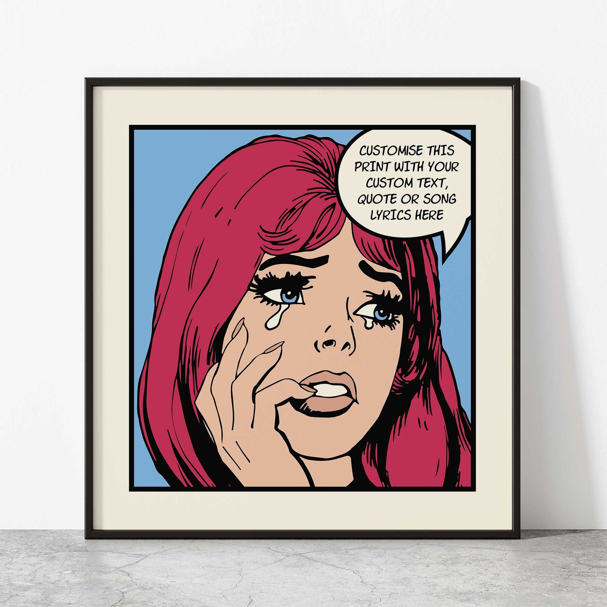 Personalised Crying Girl Wall Art red