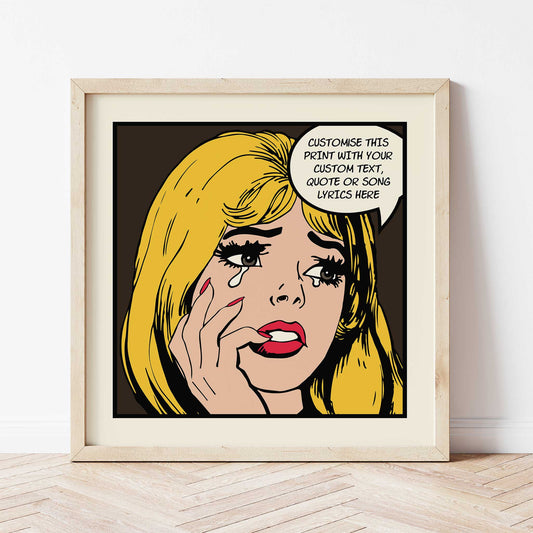 Personalised Crying Girl Wall Art yellow