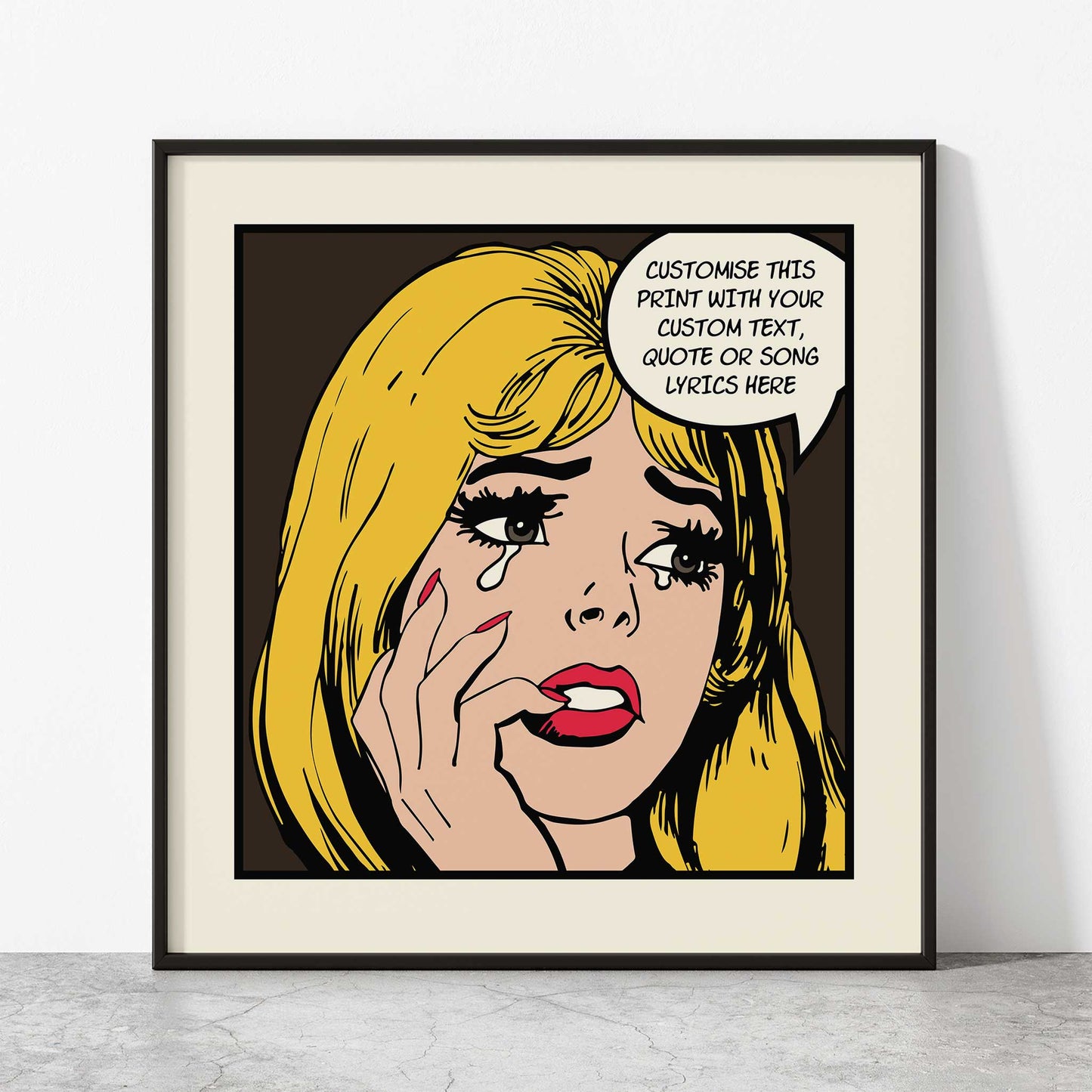 Personalised Crying Girl Wall Art yellow