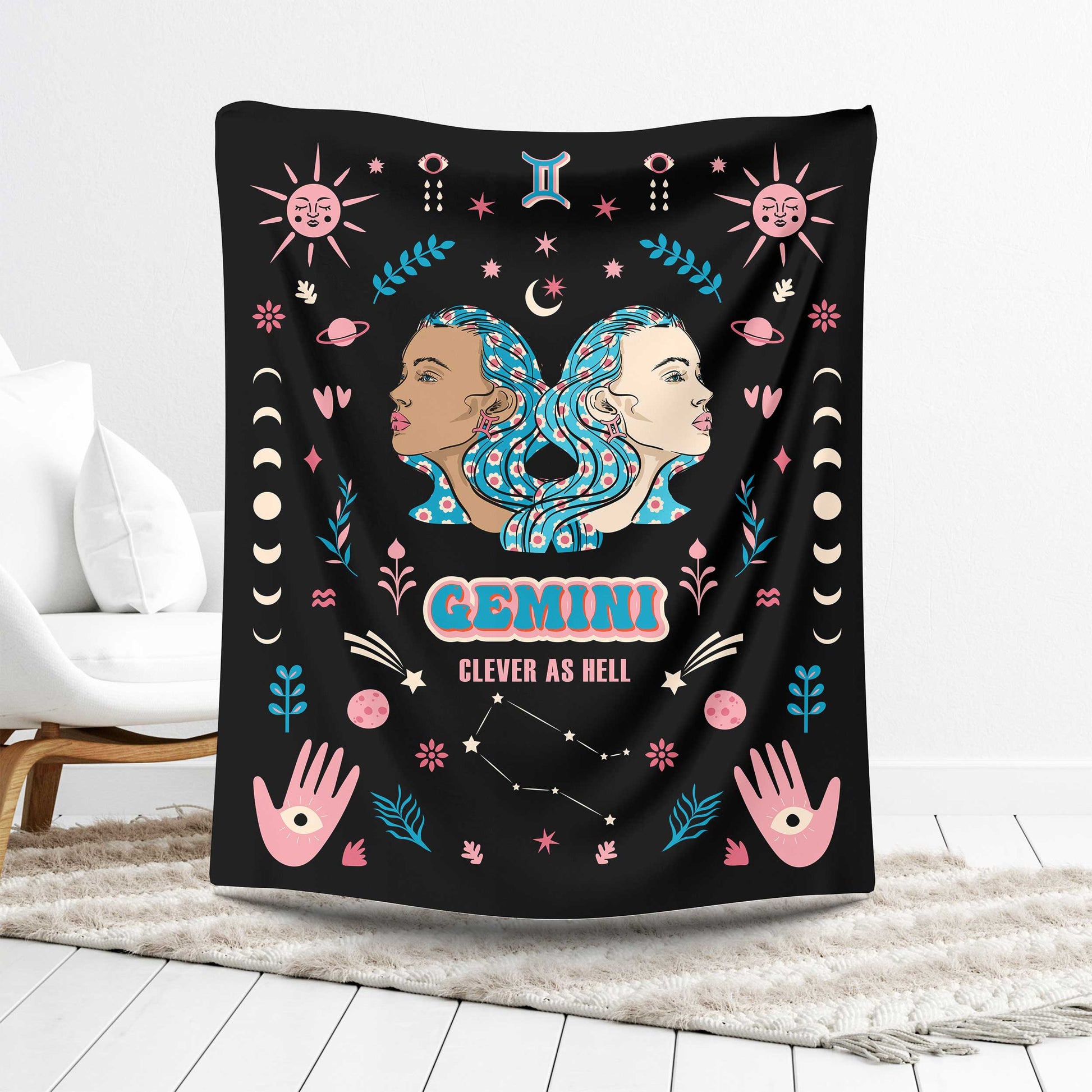 Gemini zodiac sherpa blanket lounge