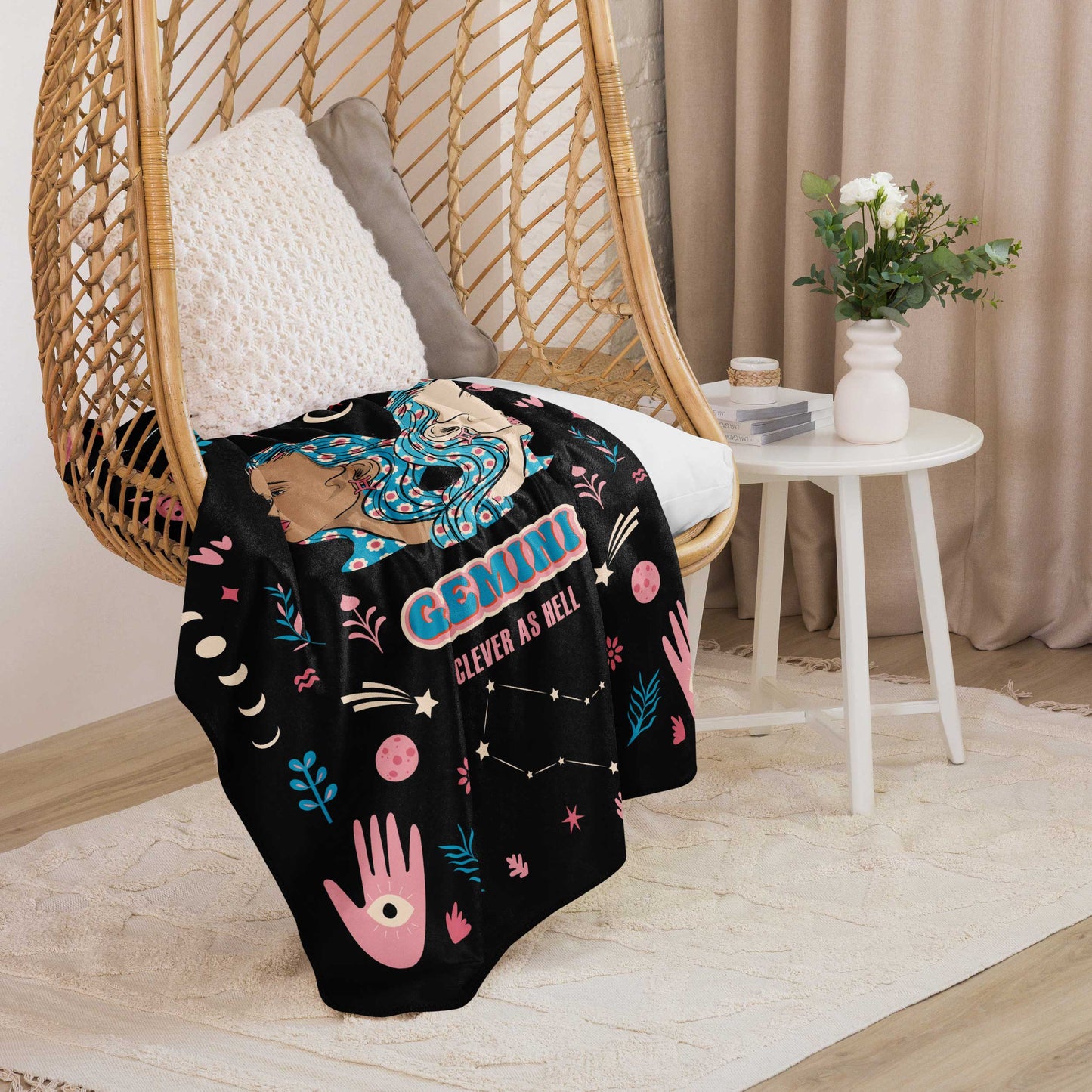 Gemini zodiac sherpa blanket lounge chair