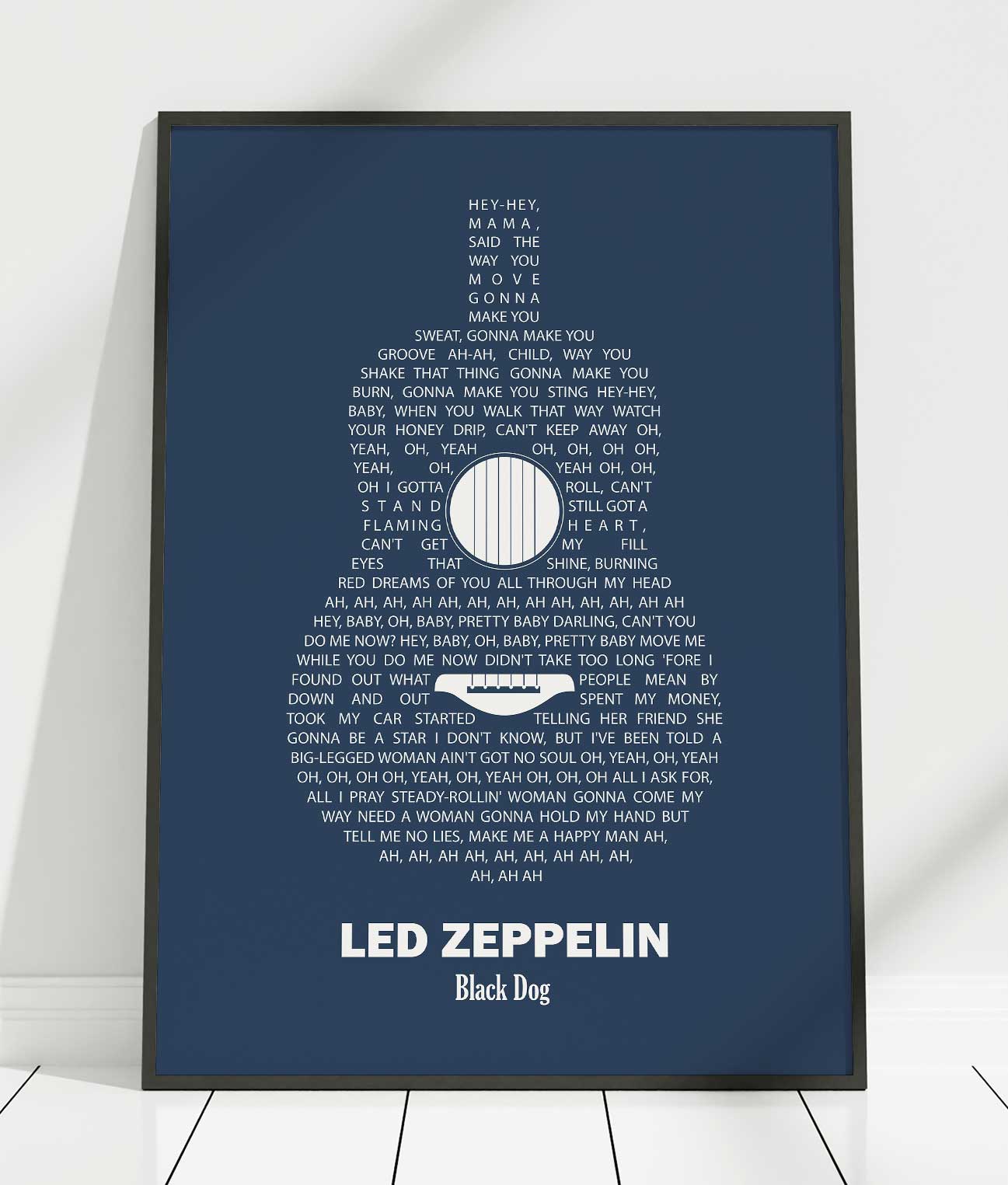 Personalised Guitar Song Lyrics Print - Blue