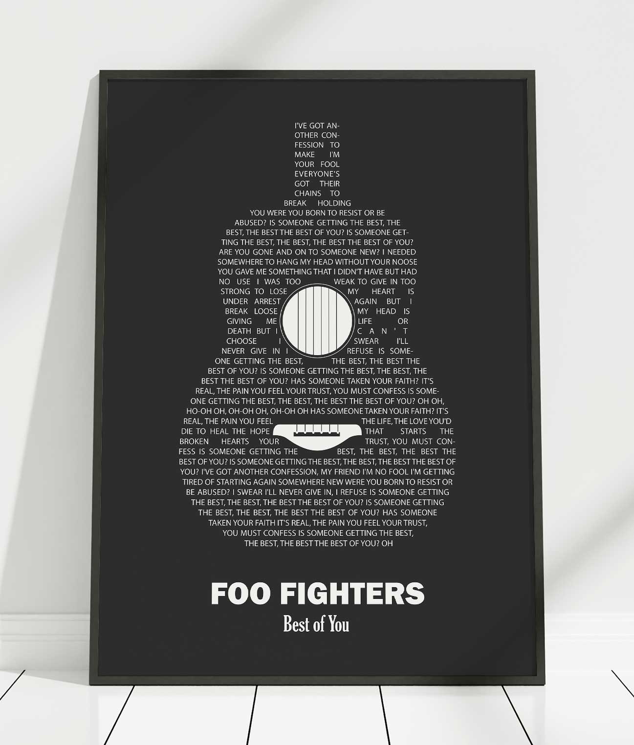 Personalised Guitar Song Lyrics Print - Charcoal