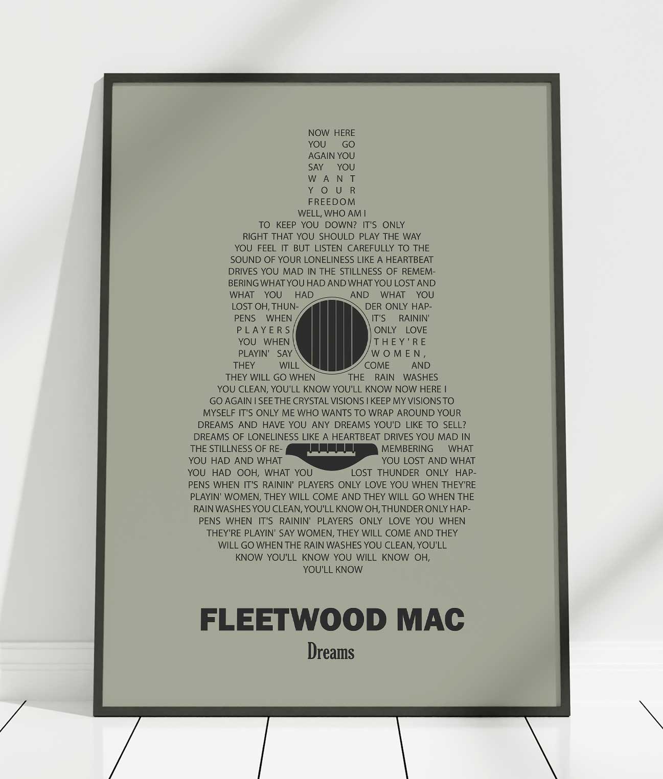 Personalised Guitar Song Lyrics Print - Green