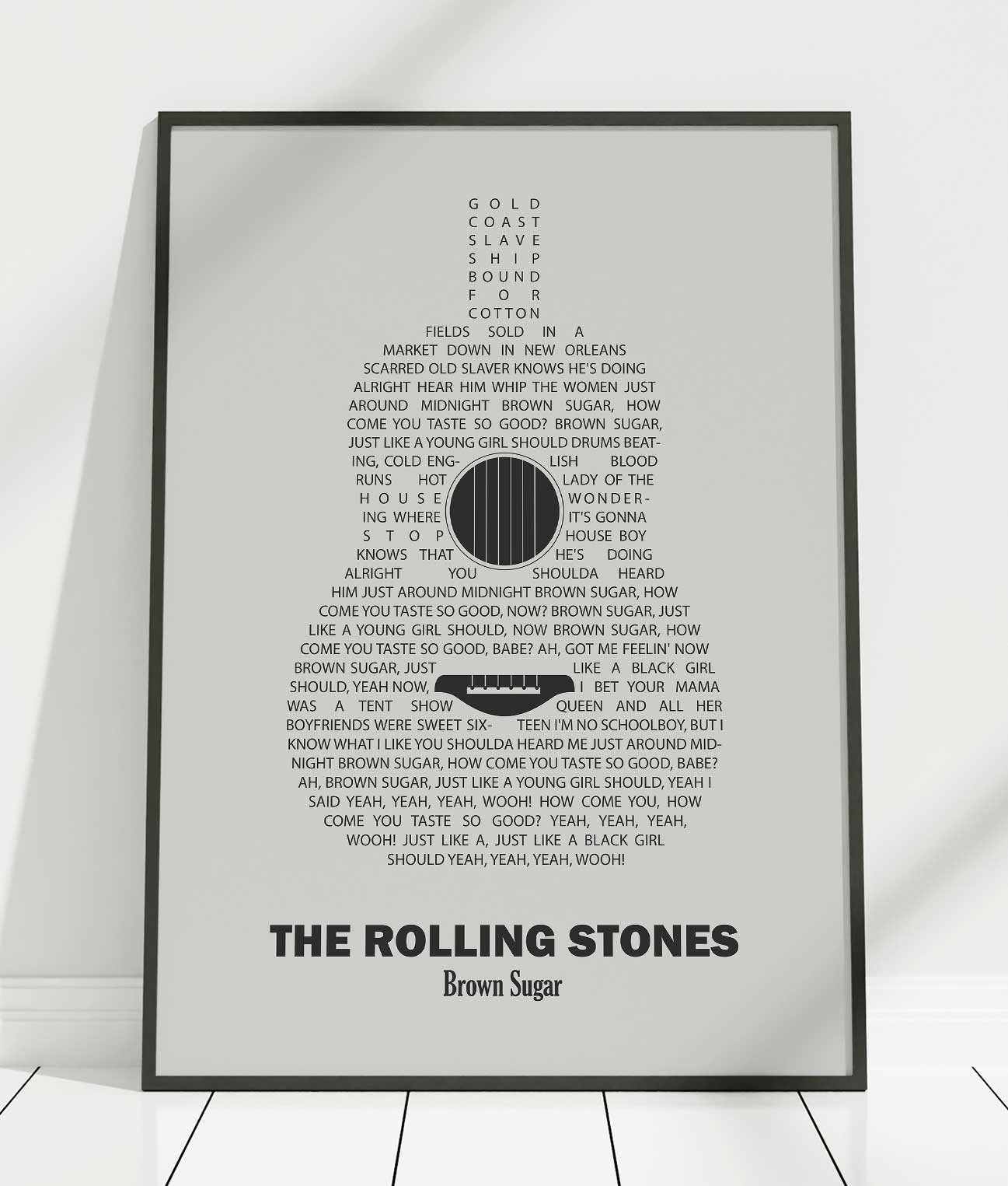 Personalised Guitar Song Lyrics Print - Grey