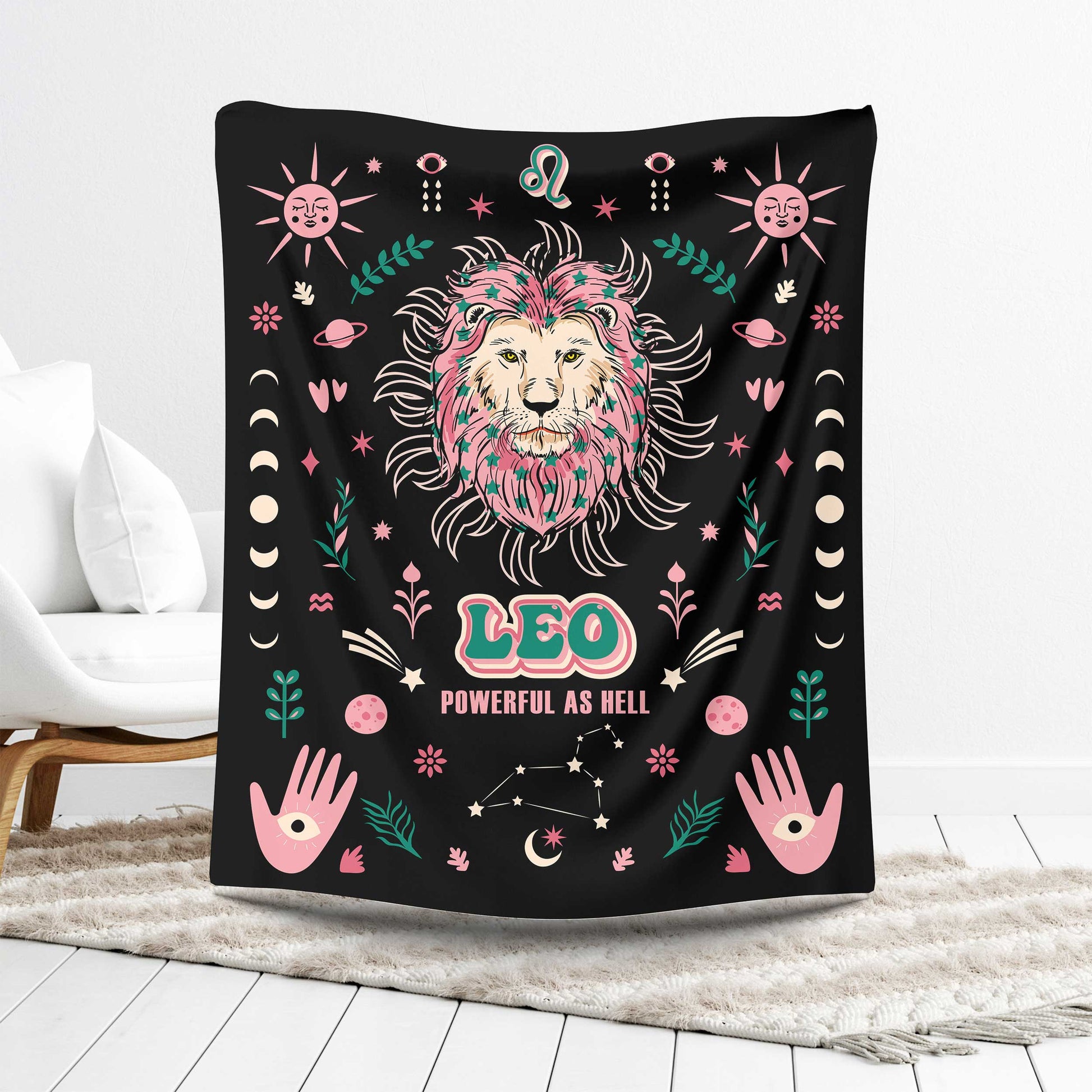 leo zodiac sherpa blanket lounge