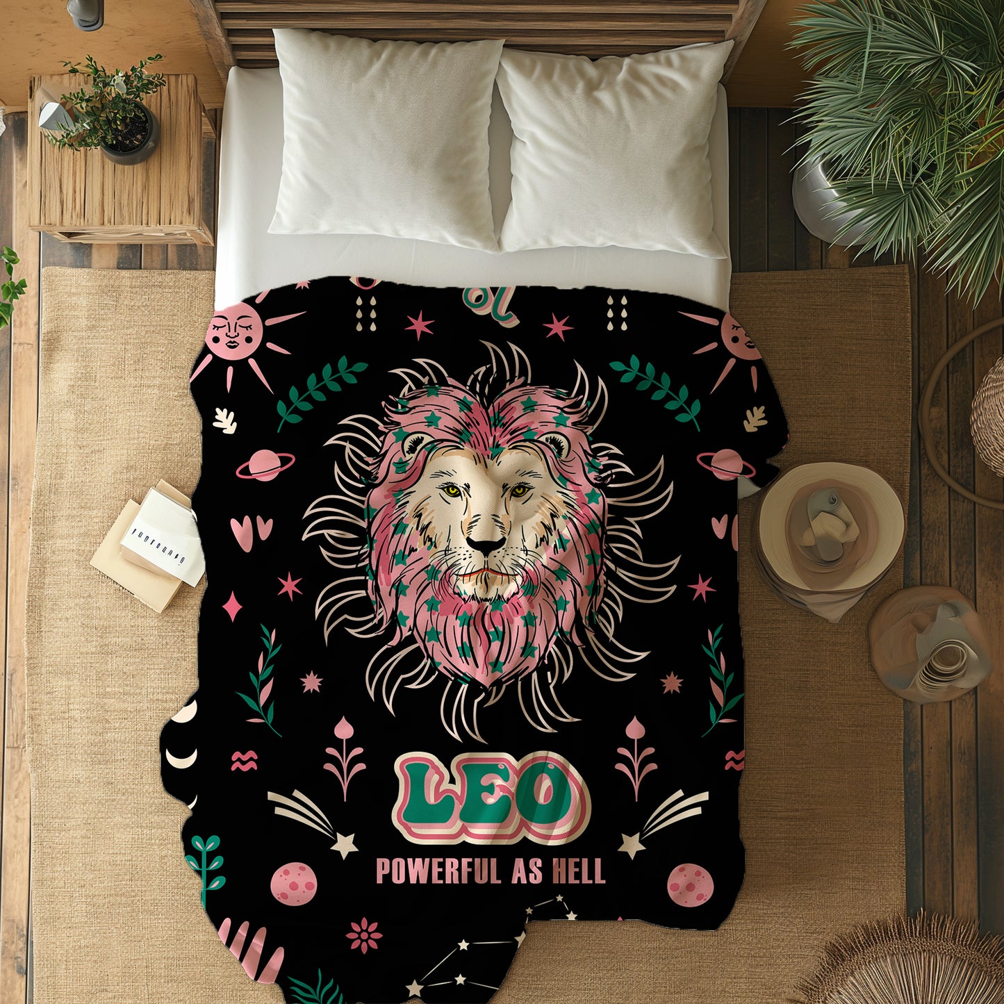 leo zodiac sherpa blanket lounge