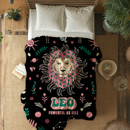 leo zodiac sherpa blanket lounge