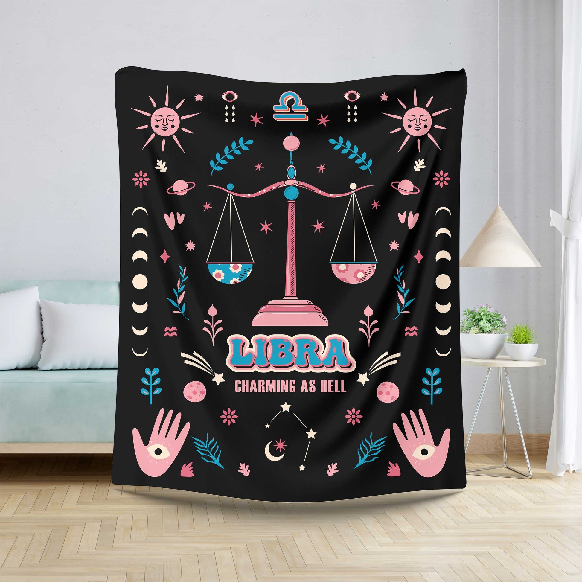 libra zodiac sherpa blanket lounge