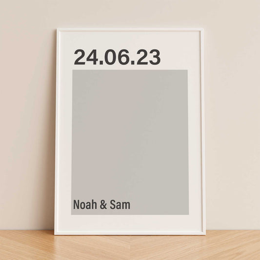 personalised anniversary date print mockup framed trendy apartment