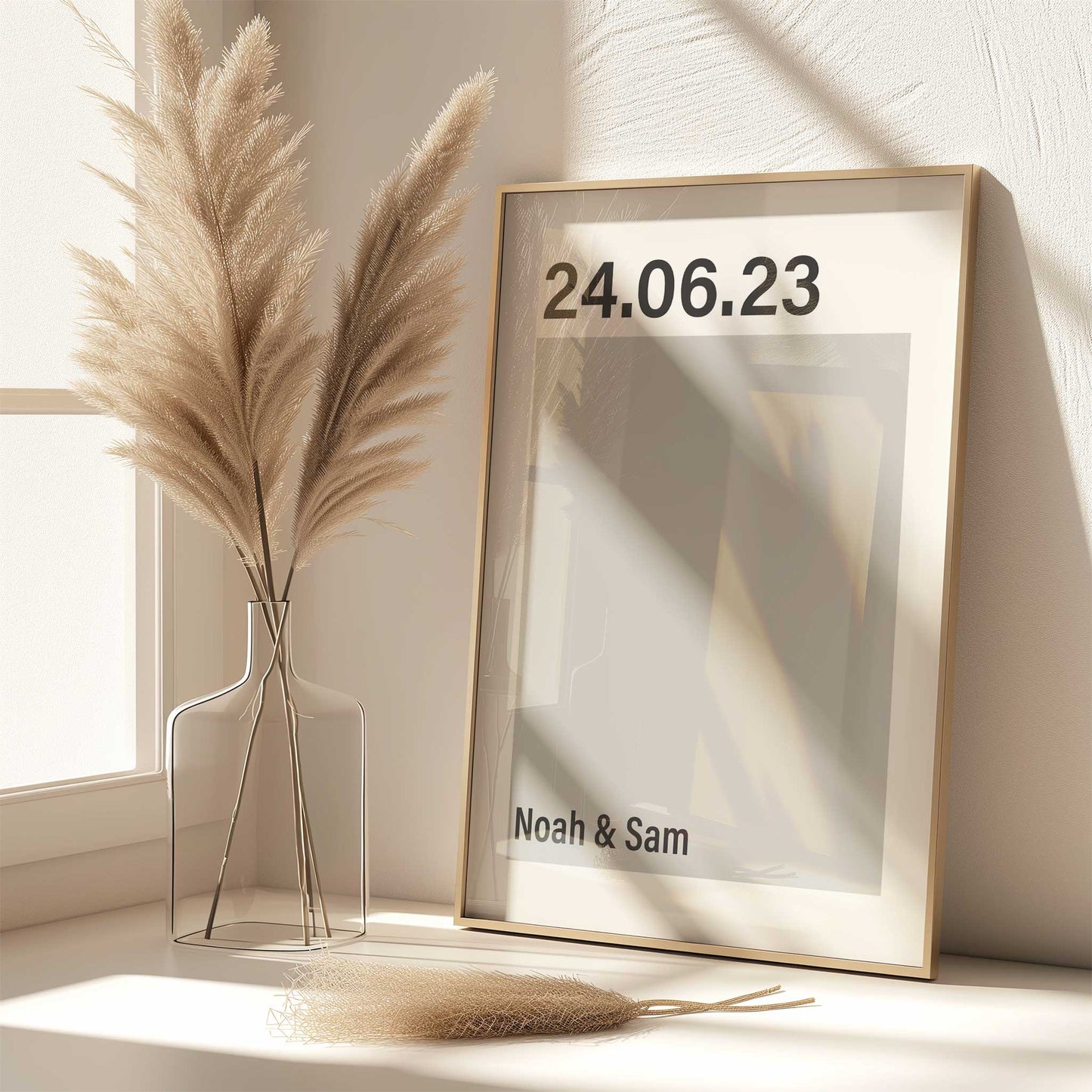 personalised anniversary date print mockup framed trendy apartment