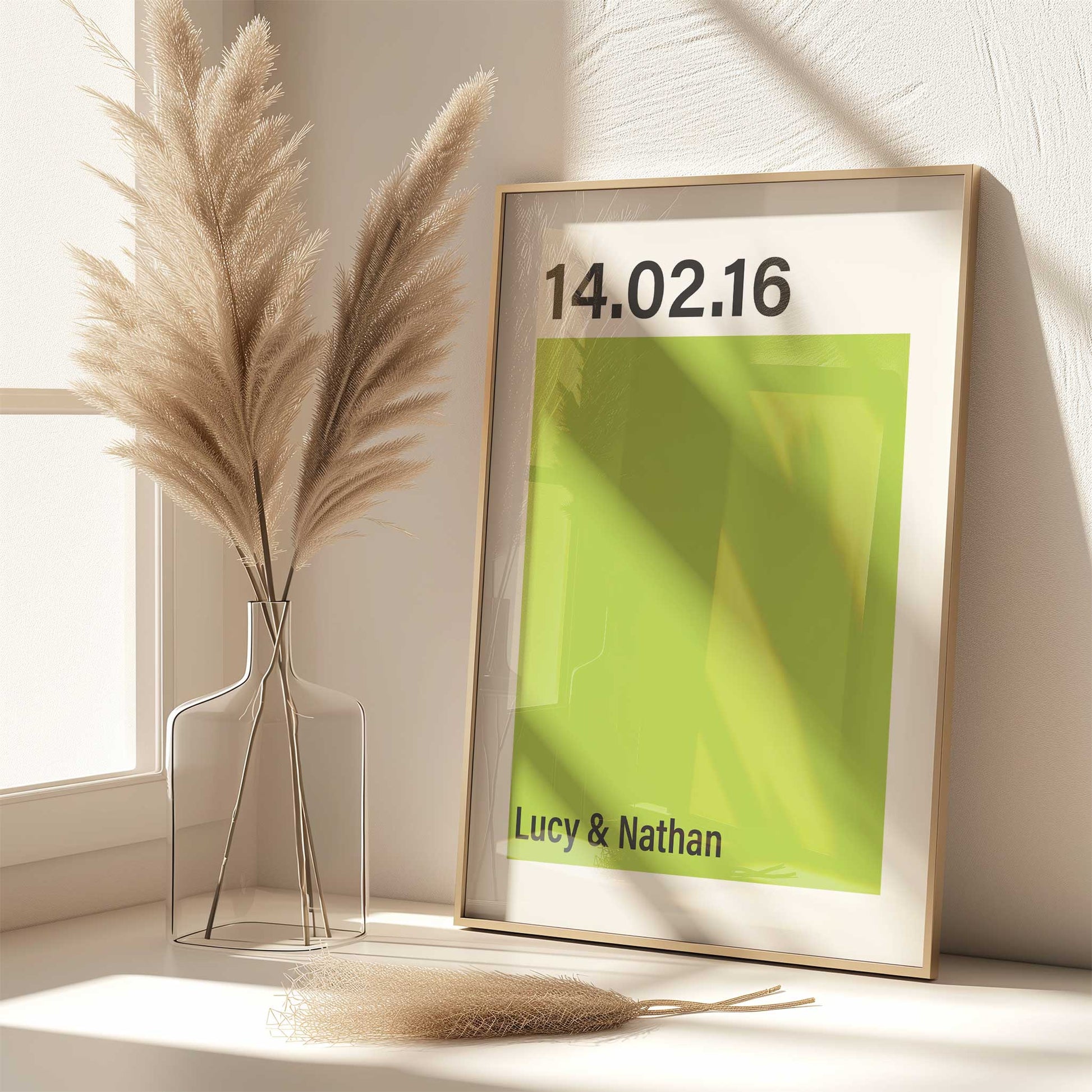 personalised anniversary date print mockup framed trendy apartment