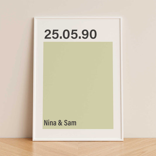 personalised anniversary date print mockup framed trendy apartment