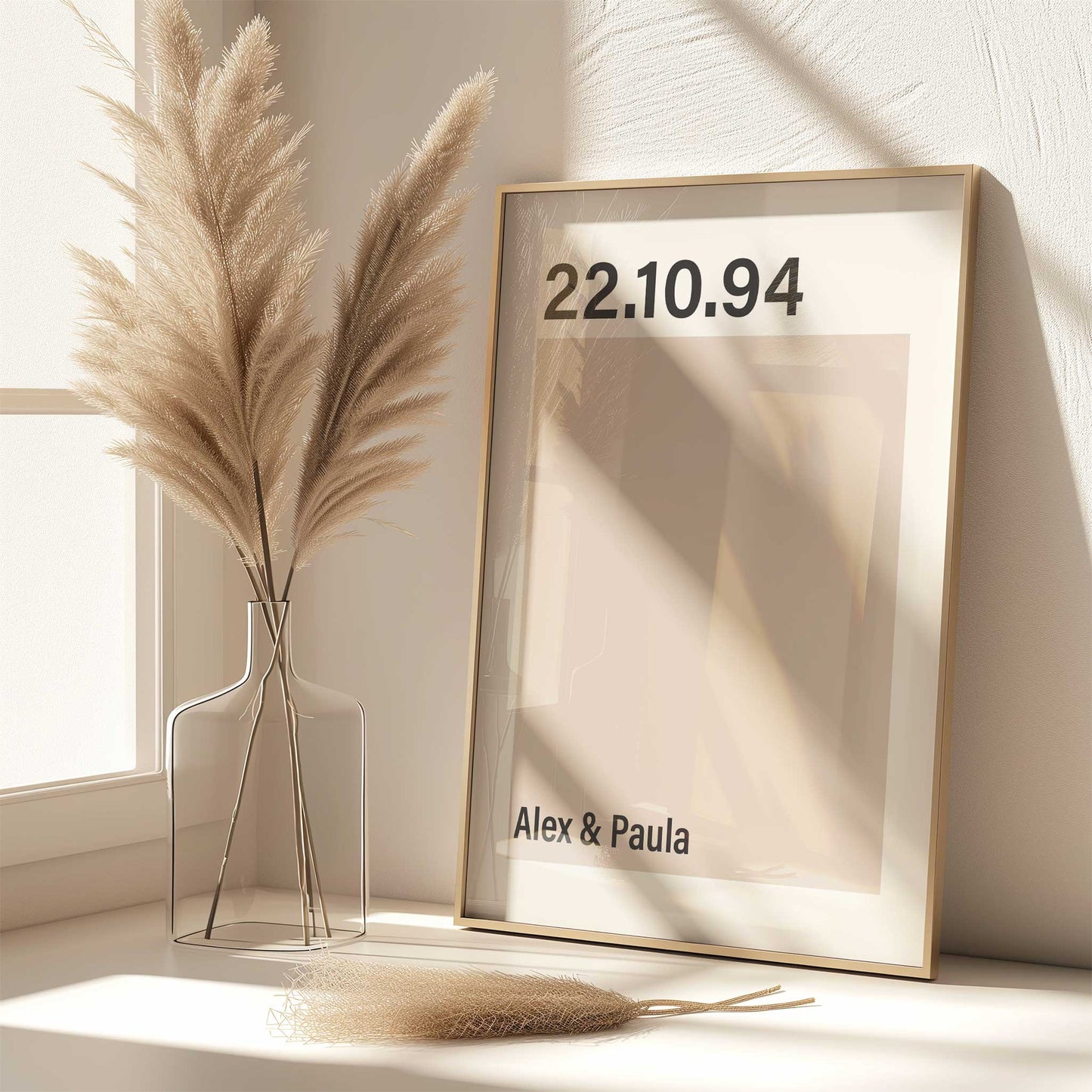 personalised anniversary date print mockup framed trendy apartment