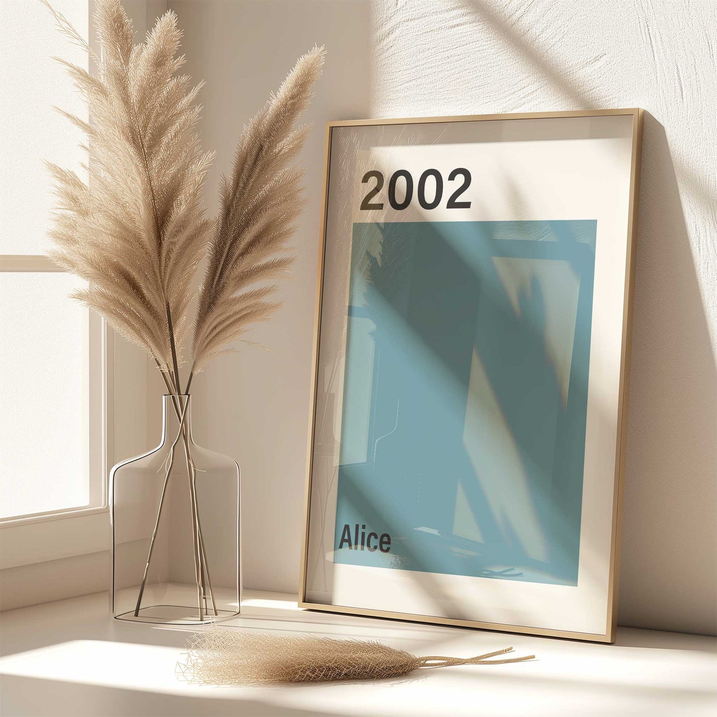 personalised birth year print mockup framed trendy apartment