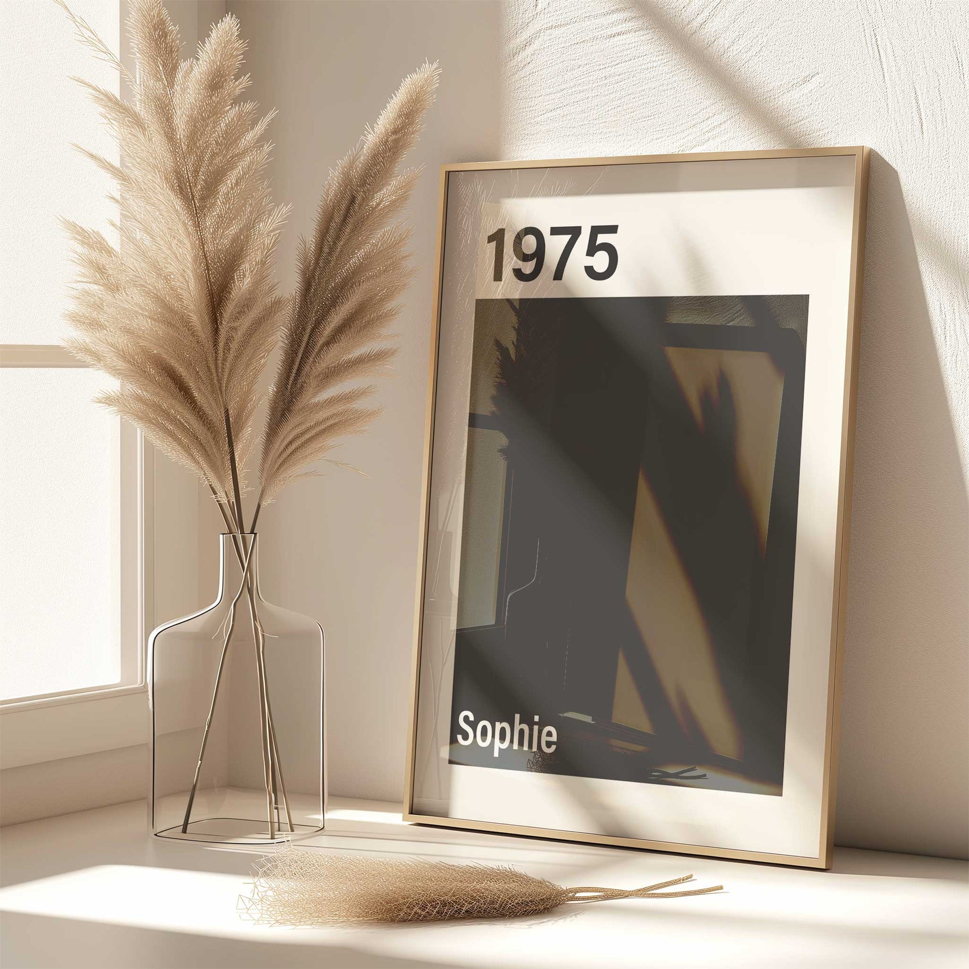 personalised birth year print mockup framed trendy apartment