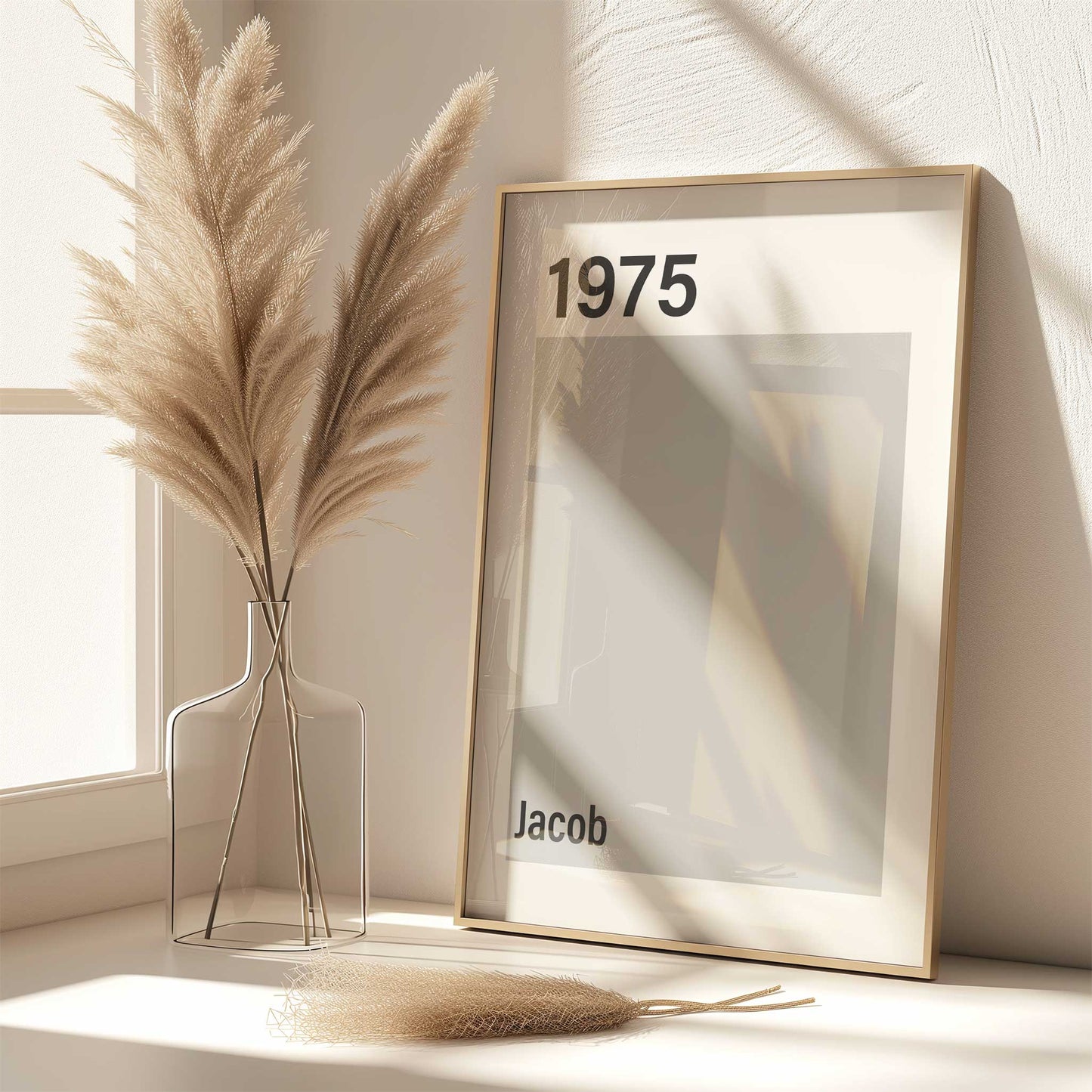 personalised birth year print mockup framed trendy apartment