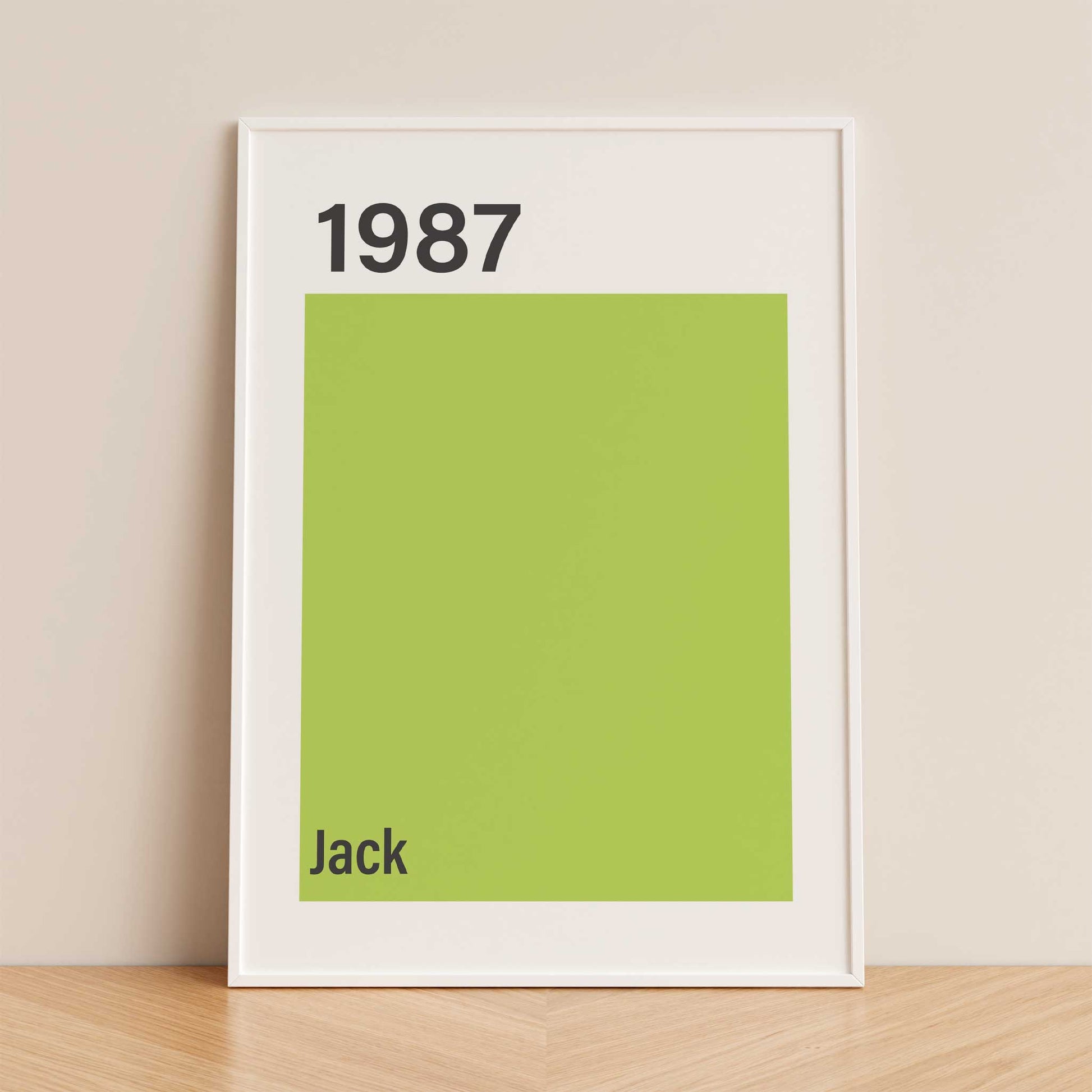 personalised birth year print mockup framed trendy apartment