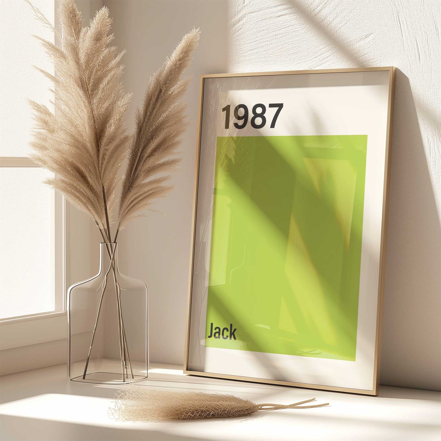 personalised birth year print mockup framed trendy apartment