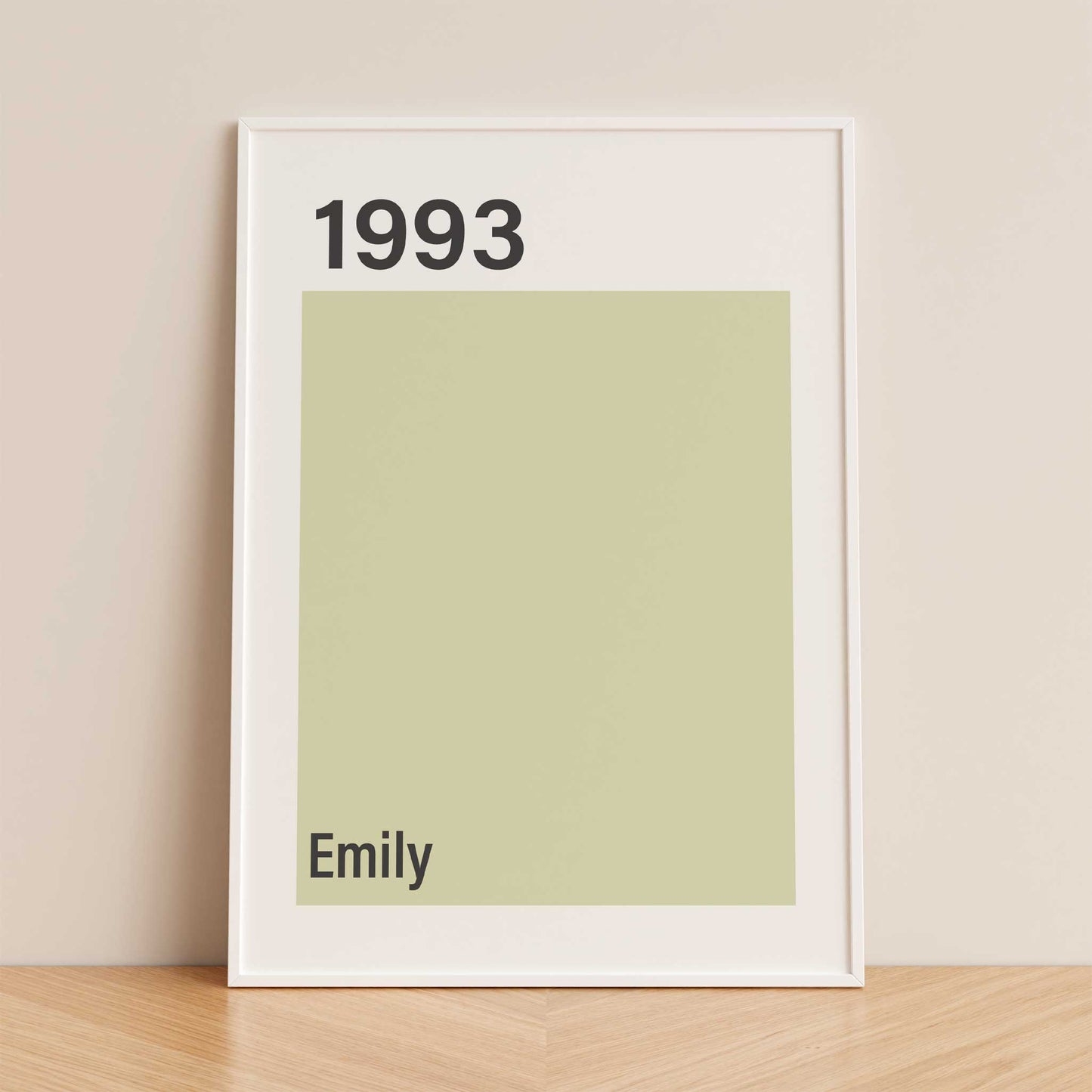 personalised birth year print mockup framed trendy apartment