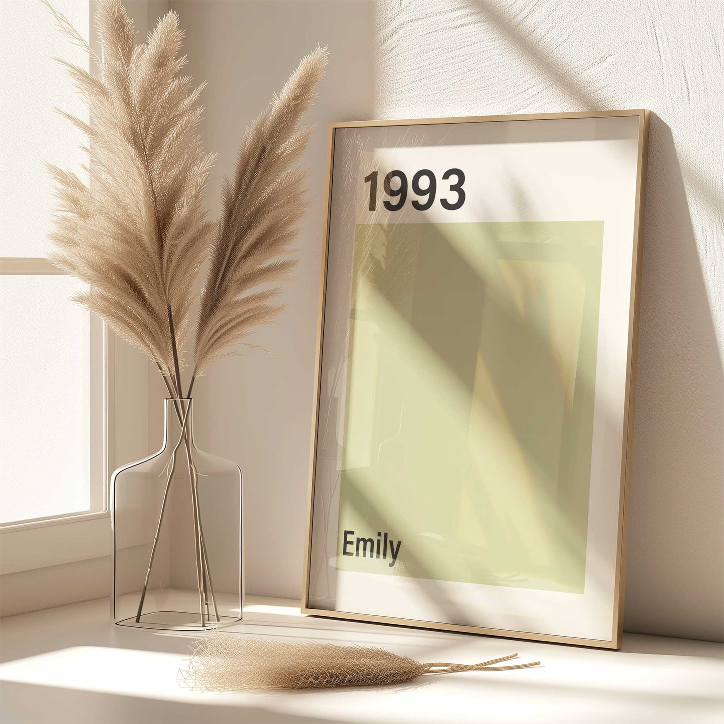 personalised birth year print mockup framed trendy apartment