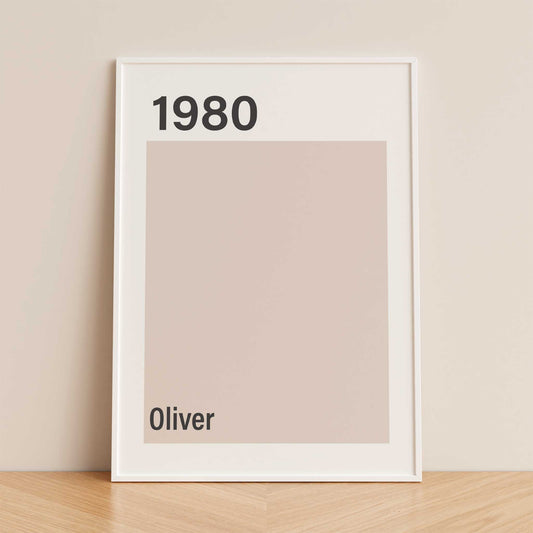 personalised birth year print mockup framed trendy apartment