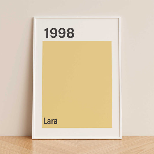 personalised birth year print mockup framed trendy apartment