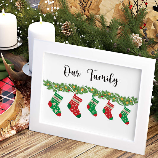 personalised family christmas print mockup frame with xmas decor